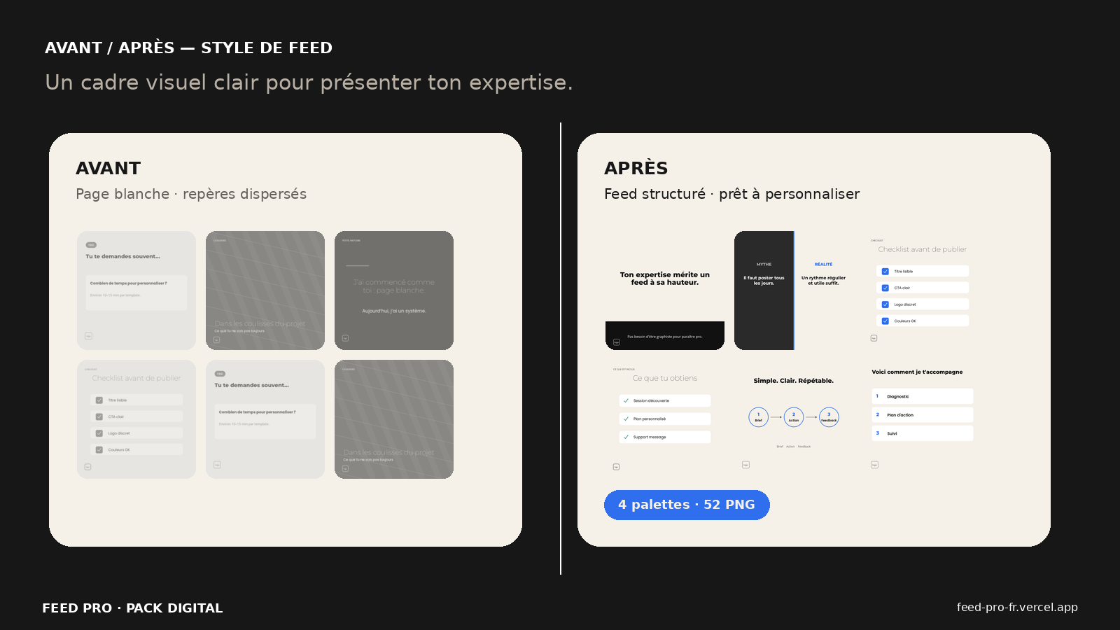 Ad avant/après style de feed Feed Pro