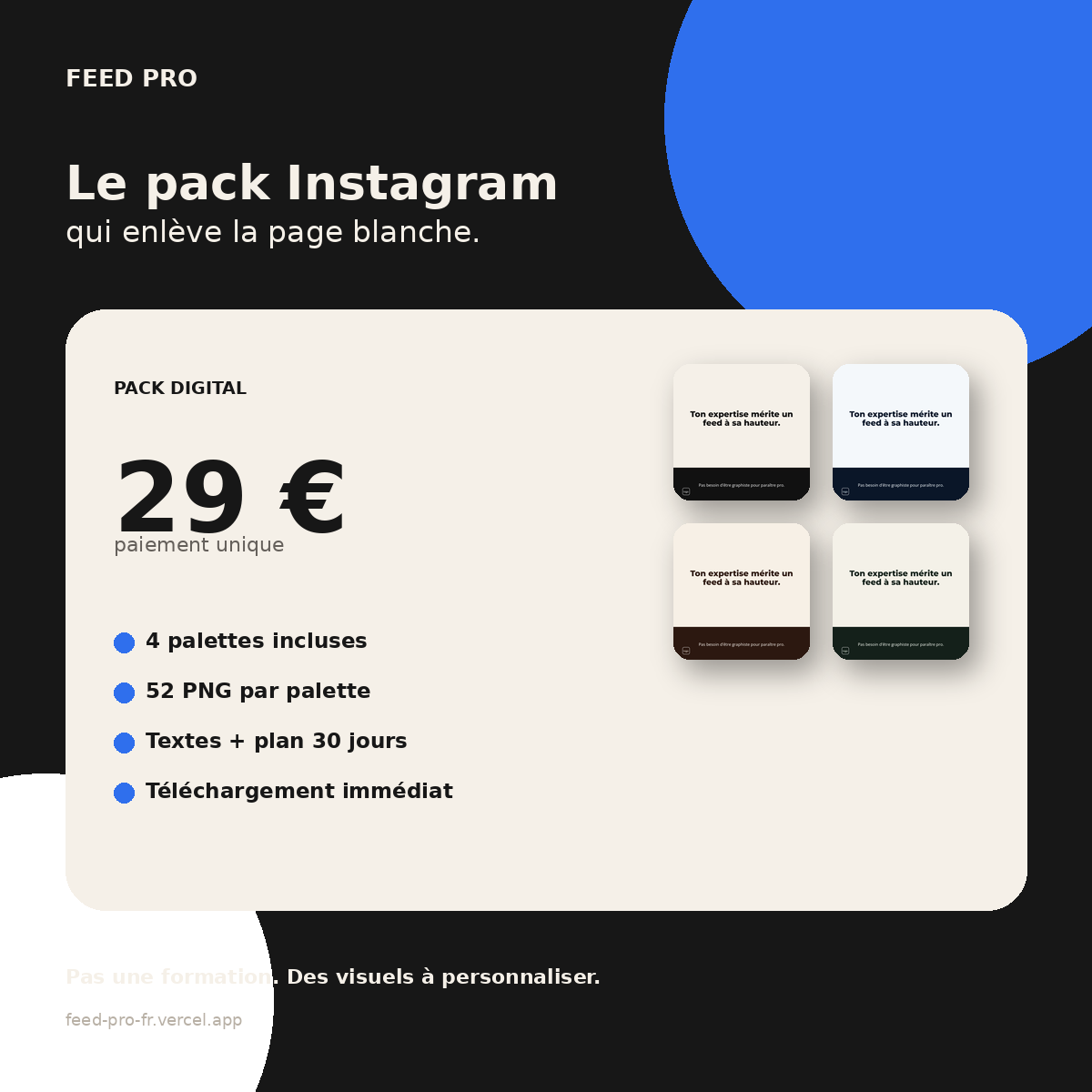 Carte prix Feed Pro 29 euros